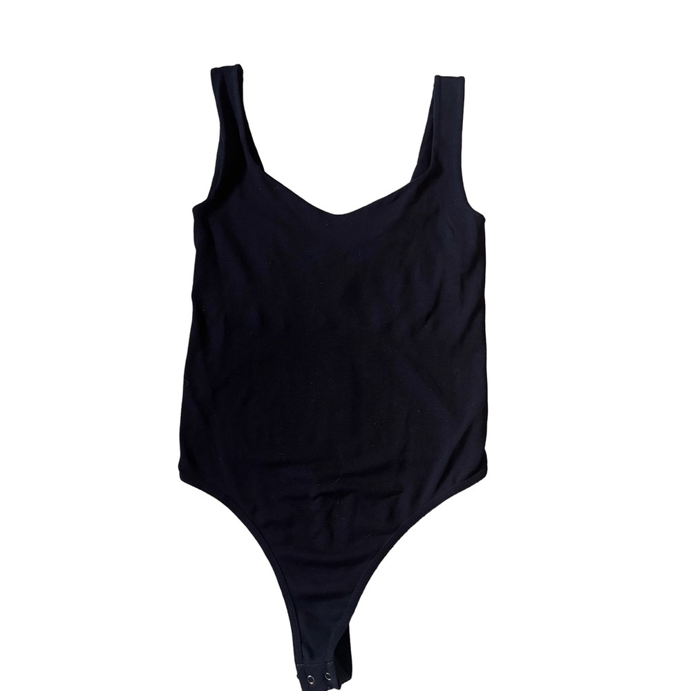 Free People Intimately Clean Lines Bodysuit Tank Black Snap Closure XS/S